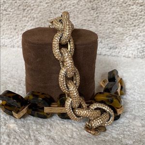 J Crew Pave Gold Plated Link Bracelet